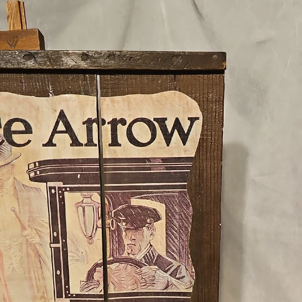 Vintage Pierce Arrow Car Advertisement On Rustic Wood